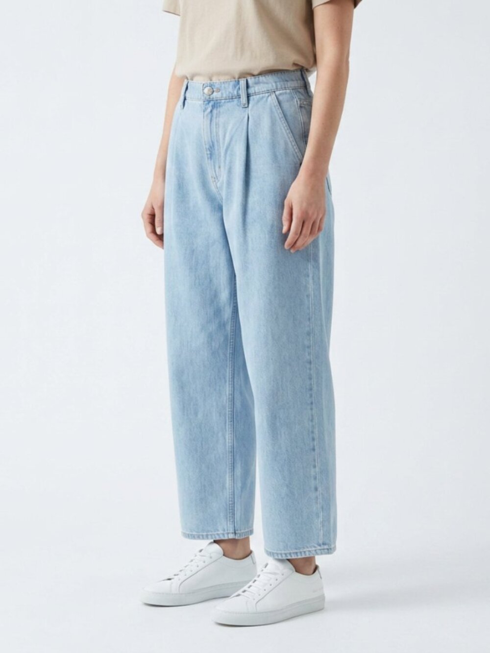Uniqlo Wide Leg High Rise Jeans Women's M Light Wash Relaxed Fit Cropped